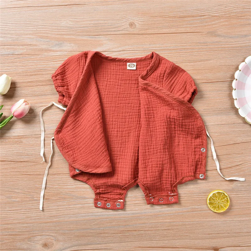 

Baby Girls Boys Romper Summer Infant Unisex Newborn Short Sleeve Girls Solid One-pieces Jumpsuit Baby Cotton Clothes Outfits