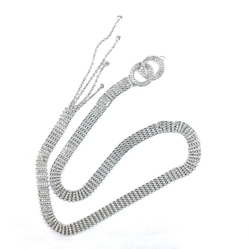 

Fashion rhinestone belt strass chain belts for women tassel dress ceinture femme 2020 waist jewellery body waistband luxury riem