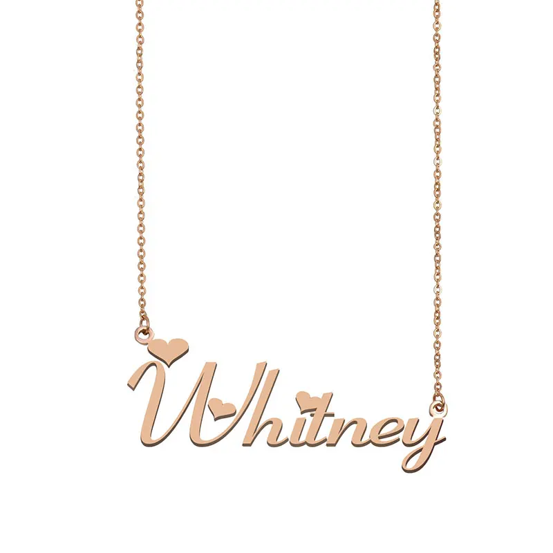 Whitney Custom Name Necklace Personalized Gold for Women Girls Best Friends Birthday Wedding Christmas Mother Cheap Gift