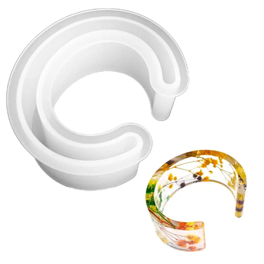 

DIY Silicone Mold C Shape Silicone Bracelet Mold Practical Soft Silicone Bangle Mold for Sisters Friends