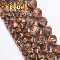 natural brown stripes dzi agates beads tibetan mystical football agates round loose beads for jewelry making diy bracelet 6 12mm