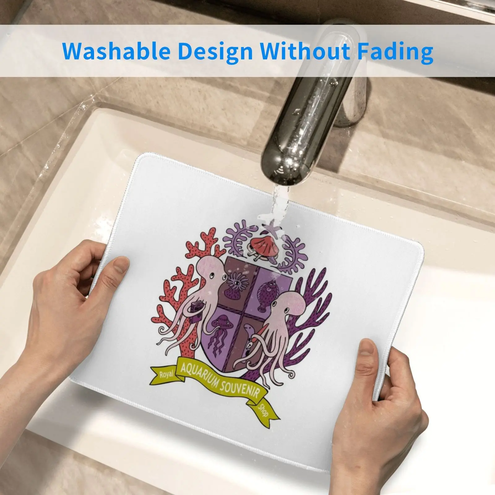 

The Royal Aquarium Souvenir Shop Mouse Pad DIY Print Octopus Crest Shield Emblem Blue Hine Mizushima Sea