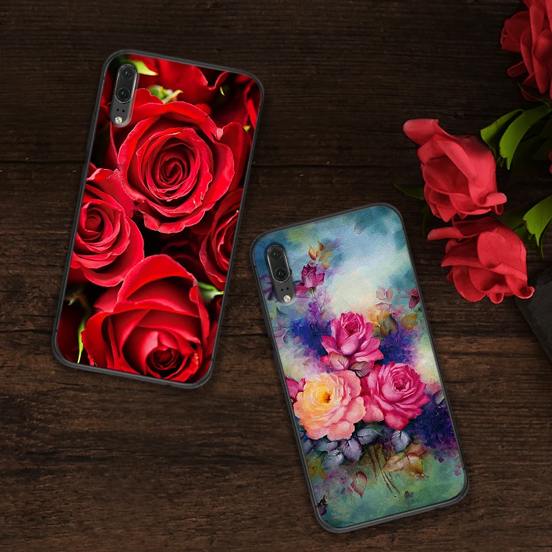 Valentine's day roses flowers Soft Silicone for Huawei P30 Lite Pro P Smart 2016 2019 P8 P9 P10 P20 TPU | Мобильные телефоны и