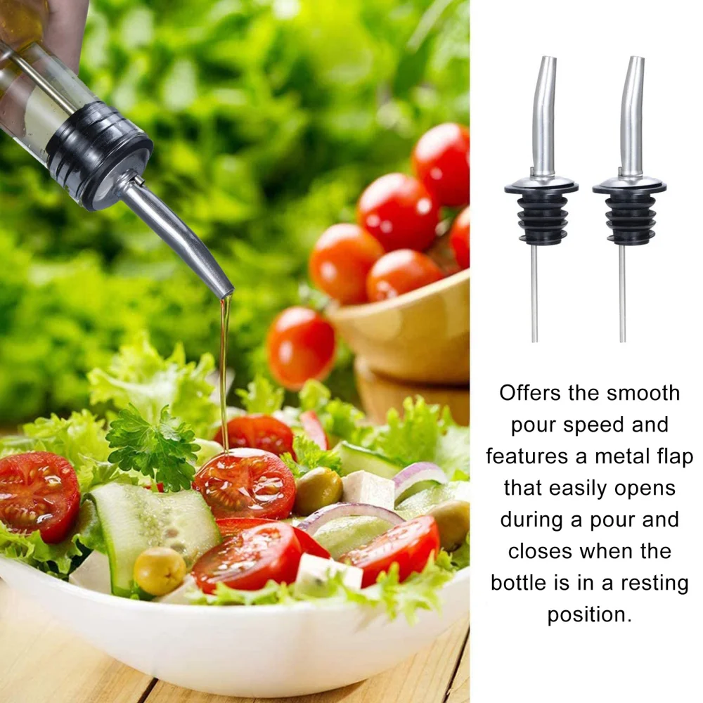 

6pcs Stainless Steel Olive Oil Free Flow Pourers Bottle Pourer Spout Dispenser with Covers