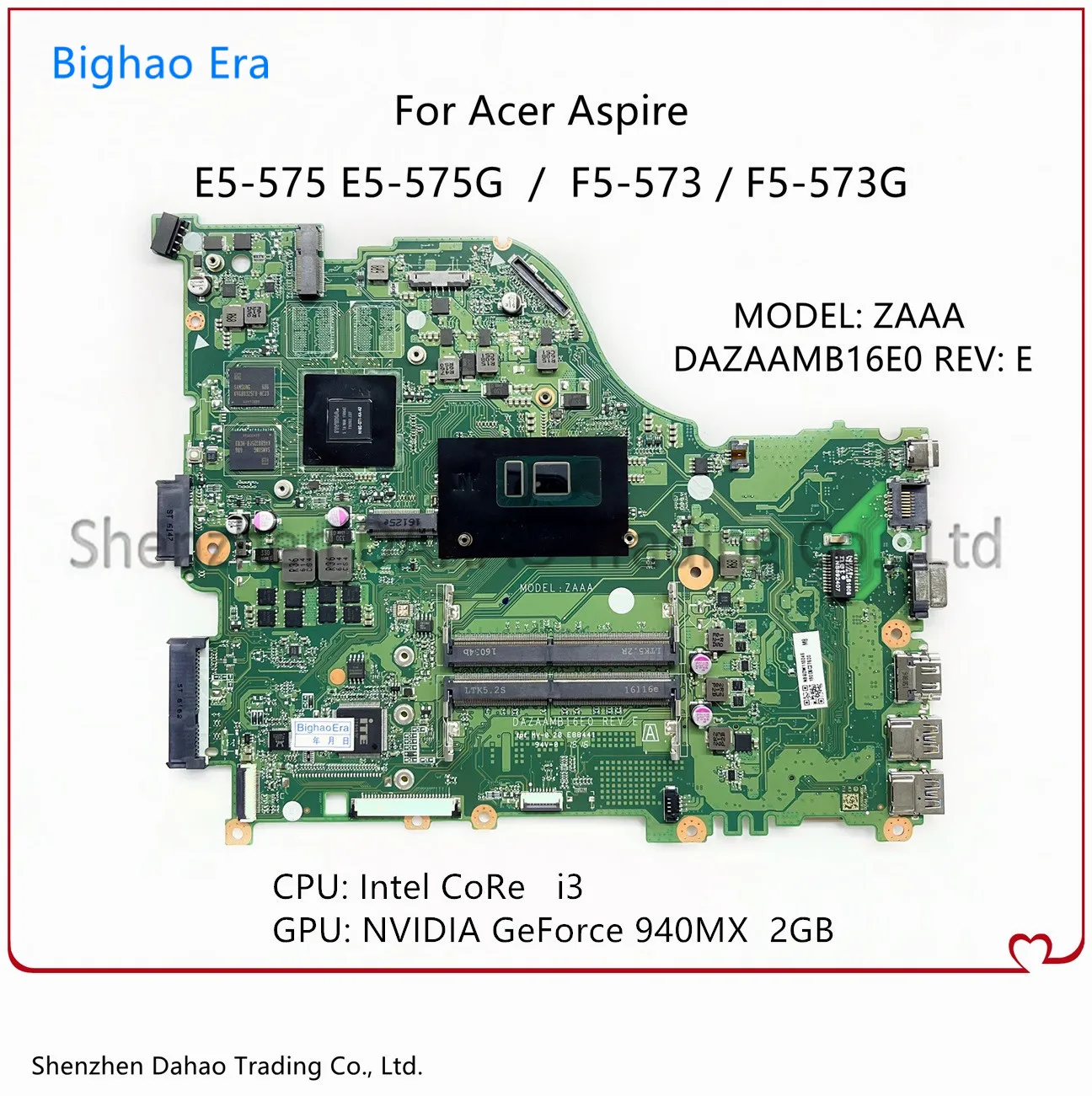 

DA0ZAAMB8D0 DAZAAMB16E0 для Acer Aspire E5-575 F5-573 E5-575G F5-573G, материнская плата для ноутбука с процессором i3 940MX 2G-GPU 100%, полный тест