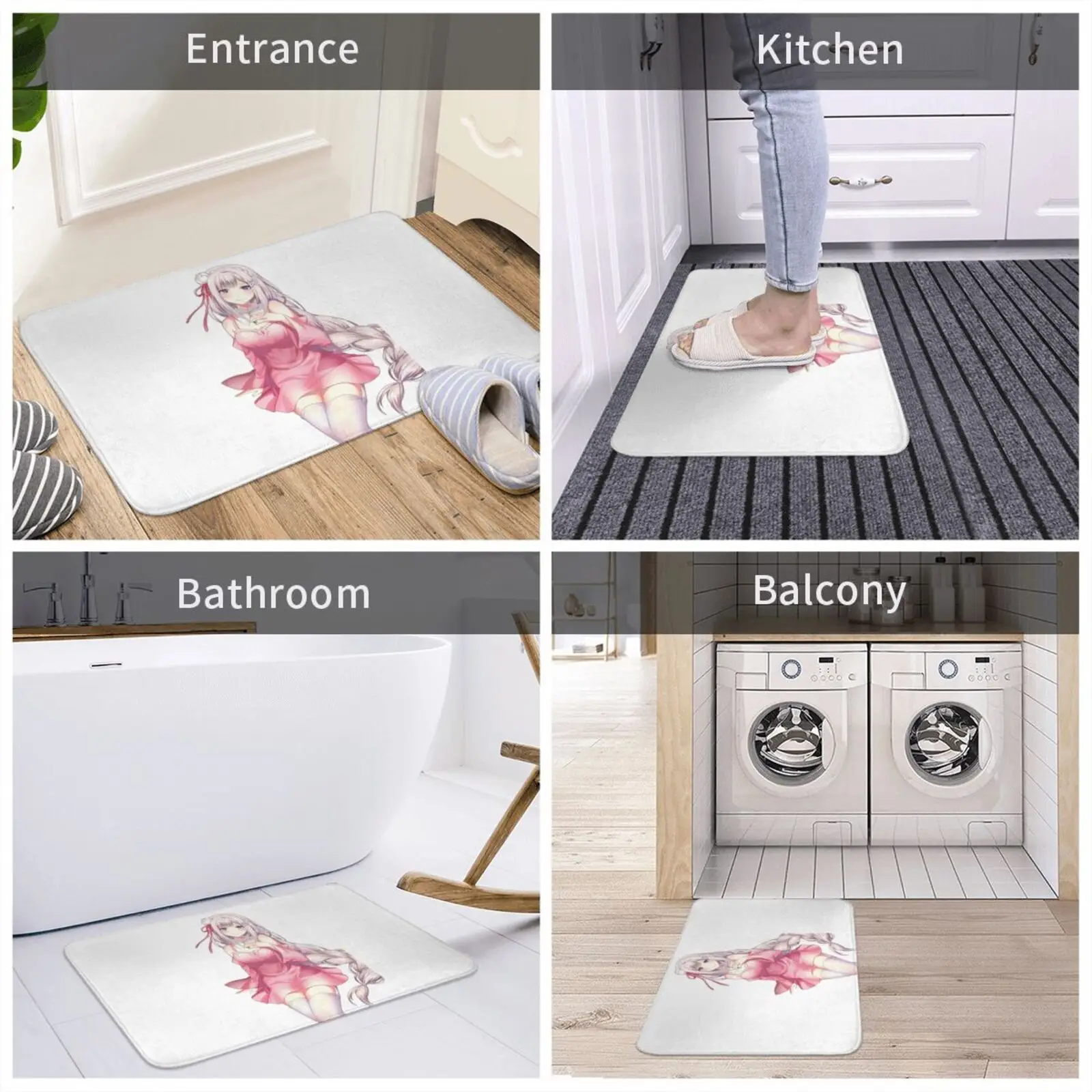 Re-Zero Emilia Entrance Door Mat Bath Mat Rug Fashion Logo Anarchy Designer 1976 1977 1978 Alexander Anti Establishment images - 6