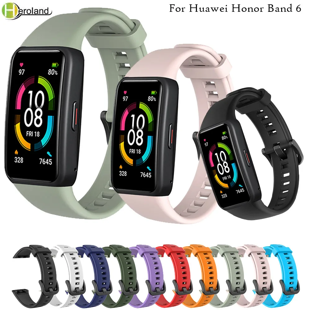 

HeroIand Silicone Wrist Strap For Huawei Honor Band 6 / huawei band 6 original Smart Wristband Sport Bracelet watchBand belt hot