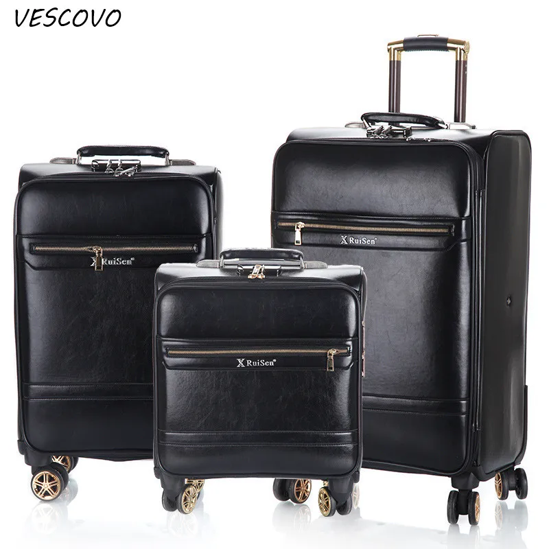 Деловой чемодан VESCOVO luggage16 20 24 дюйма высококачественный из искусственной кожи