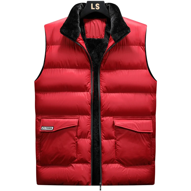 

Winter Thicken Fleece Warm Vest Men 7XL 8XL Big Size Sleeveless Jacket Puffer Gilet Coat Men's Thermal Vests With Pockets
