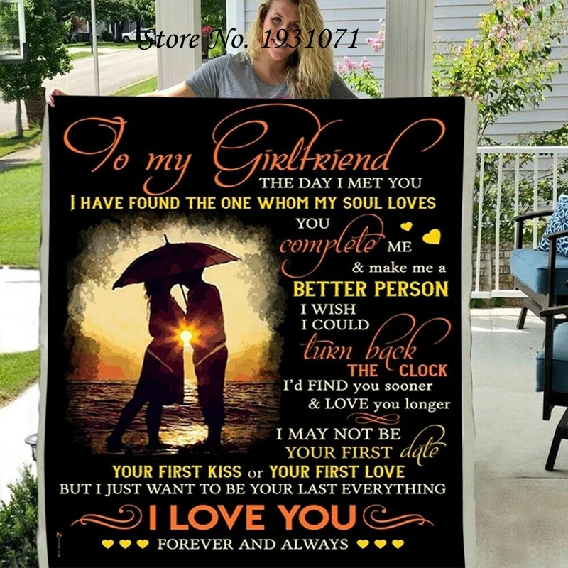 

Подарочное Флисовое одеяло с буквенным принтом для кровати для моей подруги, толстое стеганое одеяло, модное покрывало от вашего парня L101