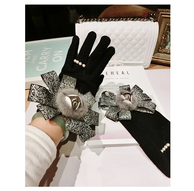 Осенне-зимние женские перчатки для сенсорного экрана кашемировые шерстяные