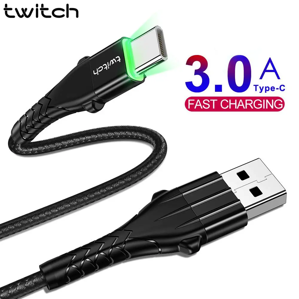 Кабель Twitch USB Type C для Samsung S10 S9 кабель быстрой зарядки 3 0 быстрая зарядка Huawei P30 Xiaomi