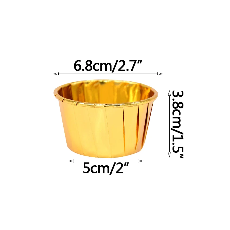 

50Pcs Muffin Cake Wrapping Base Tin foil Craft Cake Cups for Birthday Baby Shower Wedding Party Sugarcraft Cupcake Mold Baking
