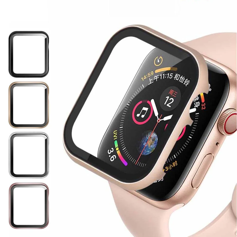 

Glass+case for Apple Watch serie 6 5 4 3 SE 44mm 40mm iWatch case 42mm 38mm Bumper+screen Protector Cover Apple watch Accessorie