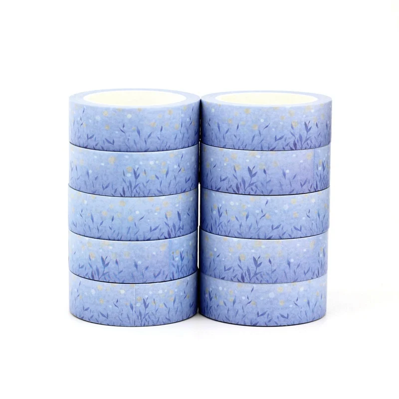 

NEW 10pcs/Lot Decorative Purple Blue Flower Leaves Washi Tapes DIY Scrapbooking Planner Adhesive Masking Tape Cute Stationery
