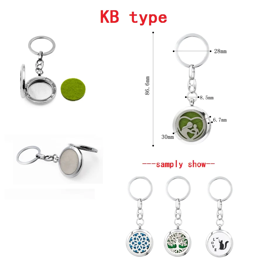 30 мм сплав эфирное масло ароматерапия брелок для ключей диффузор кулон подарок 5