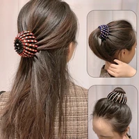 20pcslot fashion drill hair bun bird nest expanding horsetail buckle hair clip female ponytail claw pins ladies headwear hair