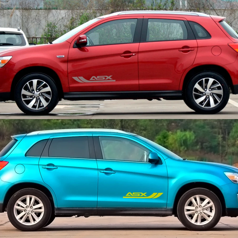 2PCS Car Door Side Stickers For Mitsubishi Lancer 10 3 9 EX Outlander ASX Pajero Tuning Accessories Auto Vinyl Film Decals - купить по