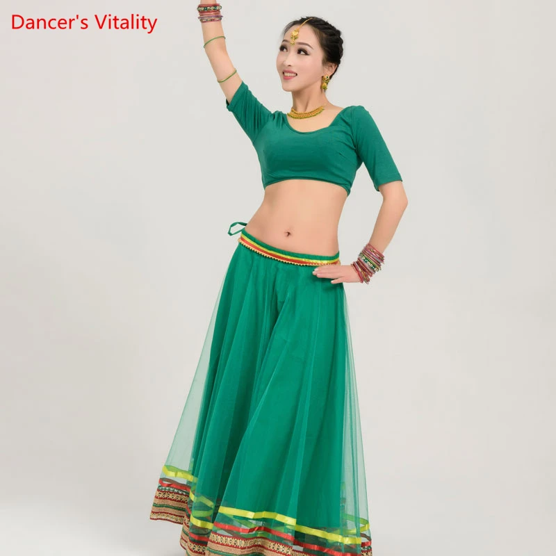 

Indian Dance Suit Woman Lengha Sari Punjabi Anna Performance Dancing Costume Belly Dance Bollywood Costumes 3-piece Set