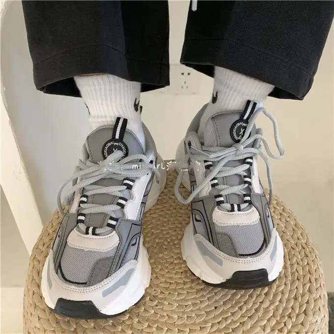 

2021 New Fashion Solid Chunky Sneakers Women Spring Casual Trendy Platform Sneakers Comfortable Breathable Female Shoes P33