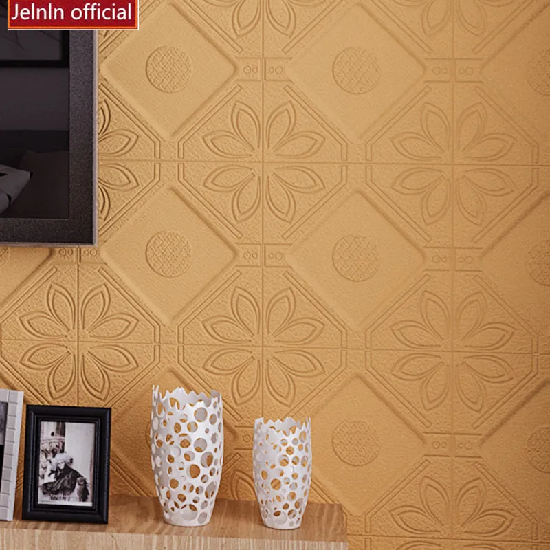 Желтый цветочный узор утолщенные 3d пены водонепроницаемые наклейки на стену