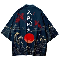 mens japanese kimono traditional sun pattern casual loose thin jacket asian kimono cardigan