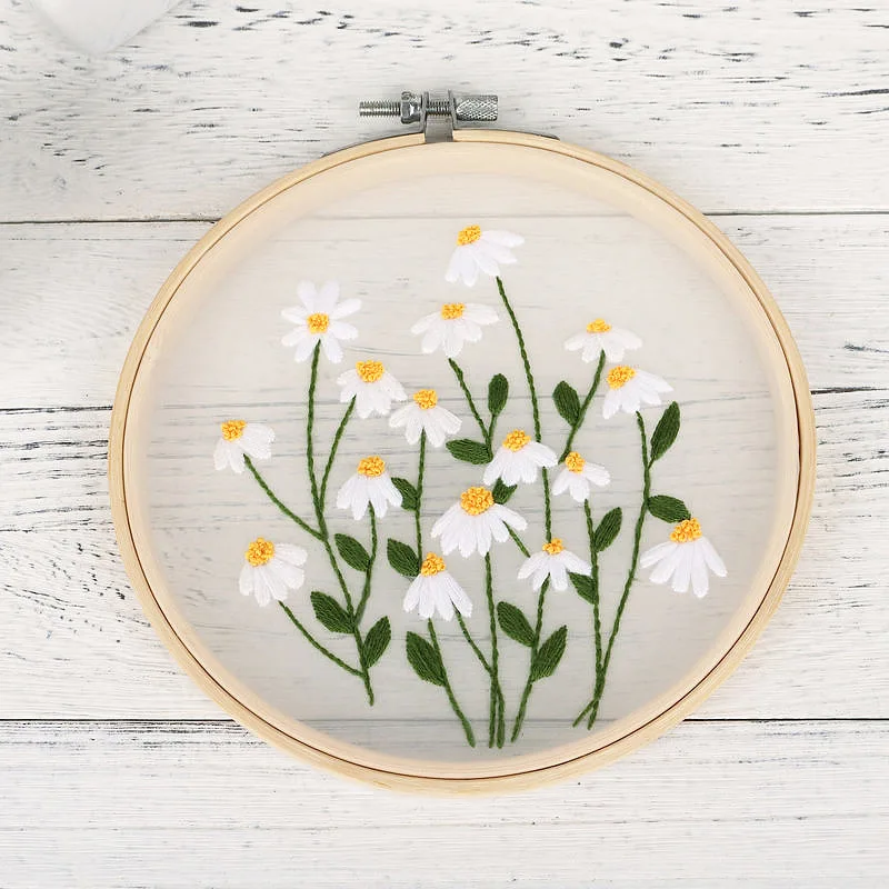 

DIY Flower Pattern Printed Embroidery Kit Embroidery Hoop Cross Stitch Needlework Handmade Sewing Art Craft Painting Home Decor
