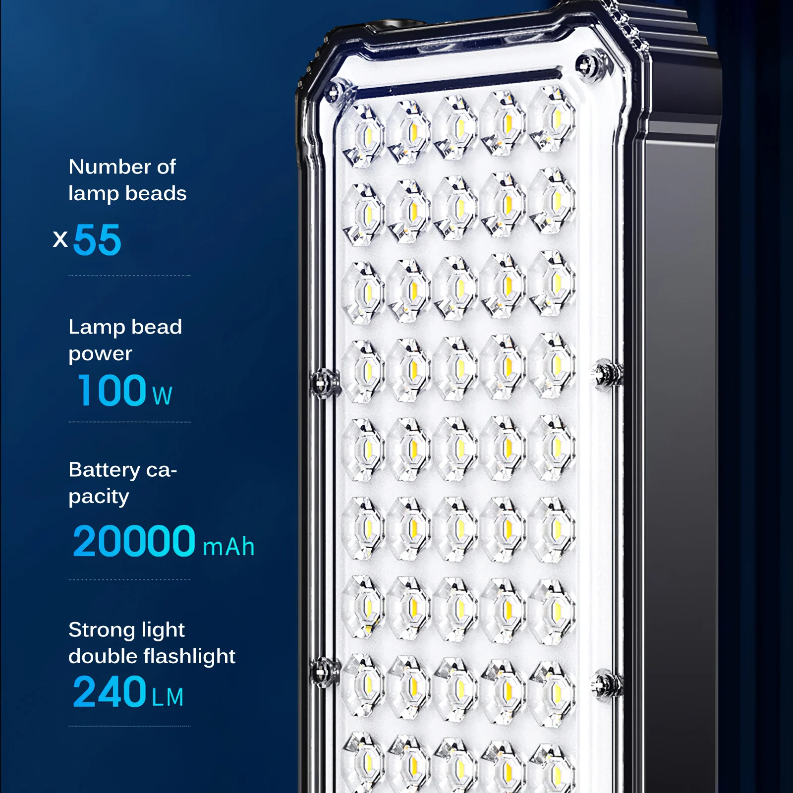 구매 휴대용 LED 캠핑 램프 20000 5500LM 55 LED 작업 조명 방수 야외 투광 조명 텐트 램프