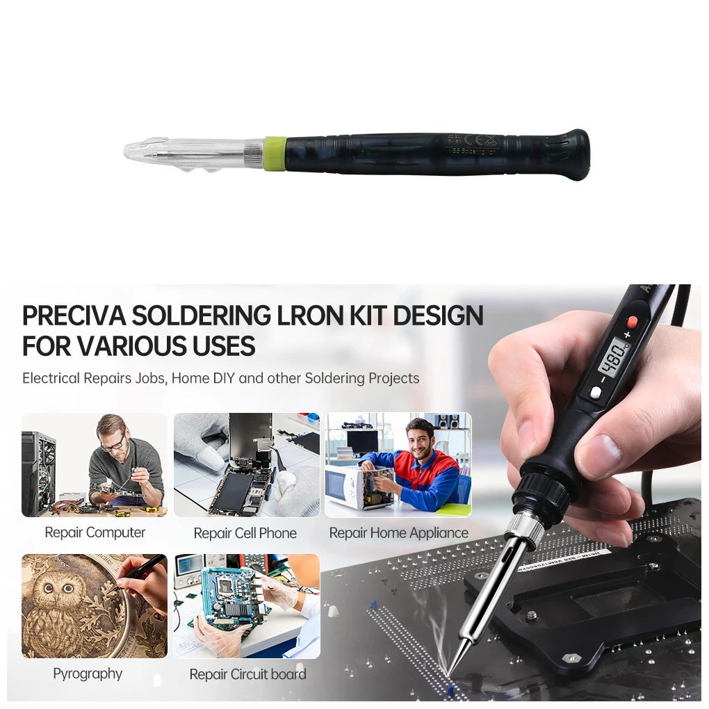 

USB Soldering Iron Adjustable Temperature 100-480℃ 5W Electric Welding Pencil Stainless Steel Home Working Rapid Heating Power