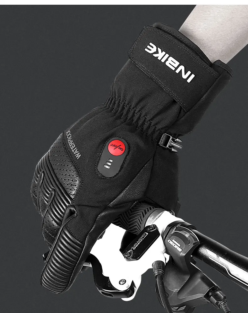 INBIKE теплые велосипедные перчатки с подогревом, перезаряжаемые через USB перчатки для MTB, лыжный мотокросс, теплые мотоциклетные перчатки для горного велосипеда