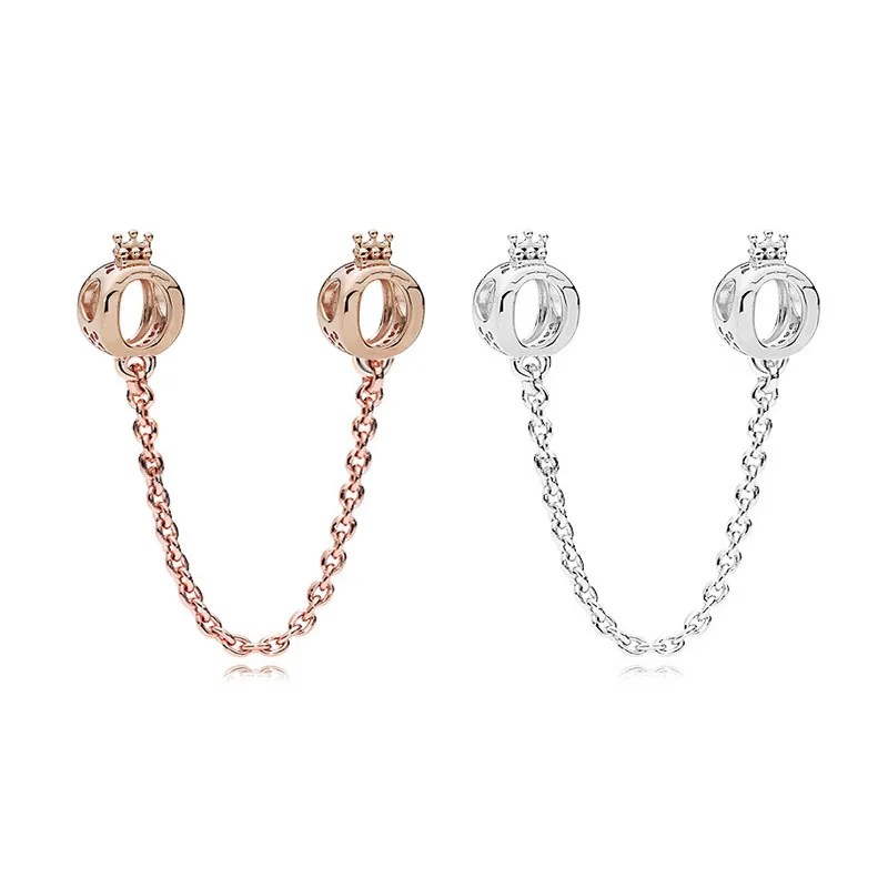 

2023 новинка, серебряный цвет, блестящая корона, безопасная цепочка из бисера, подходит для шарма, браслета, подвески «сделай сам», модные украшения