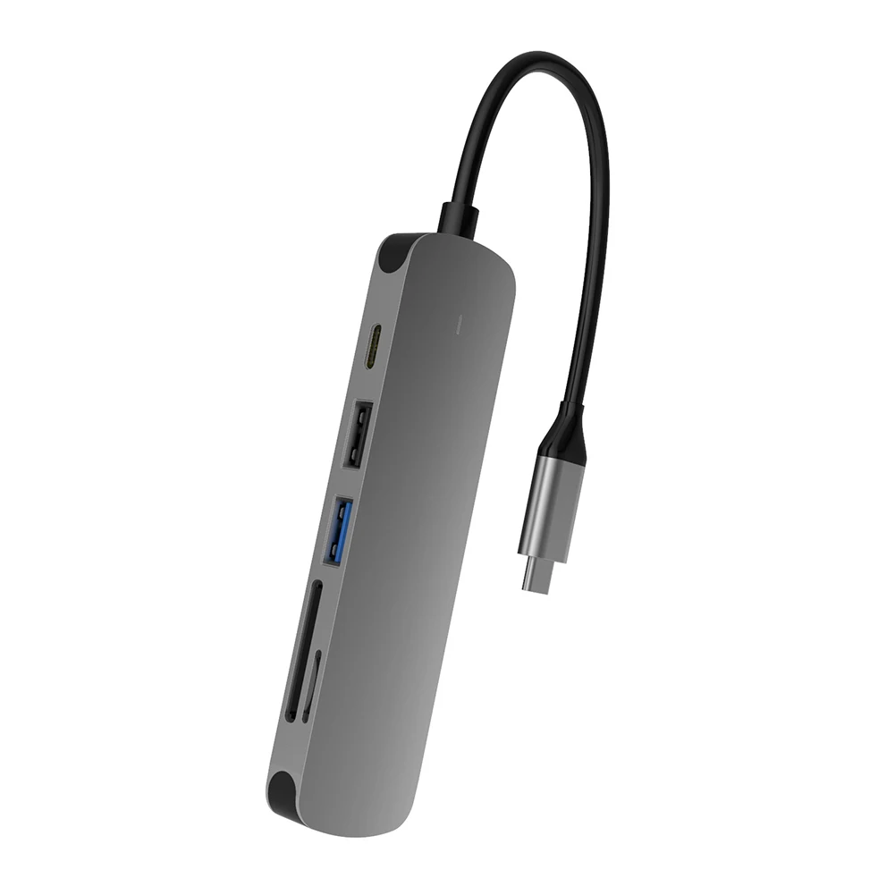 

6 in 1 USB C Hub to 4K HDMI USB 3.0 2.0 60W PD Memory Card Reader Adapter PD fast Charge