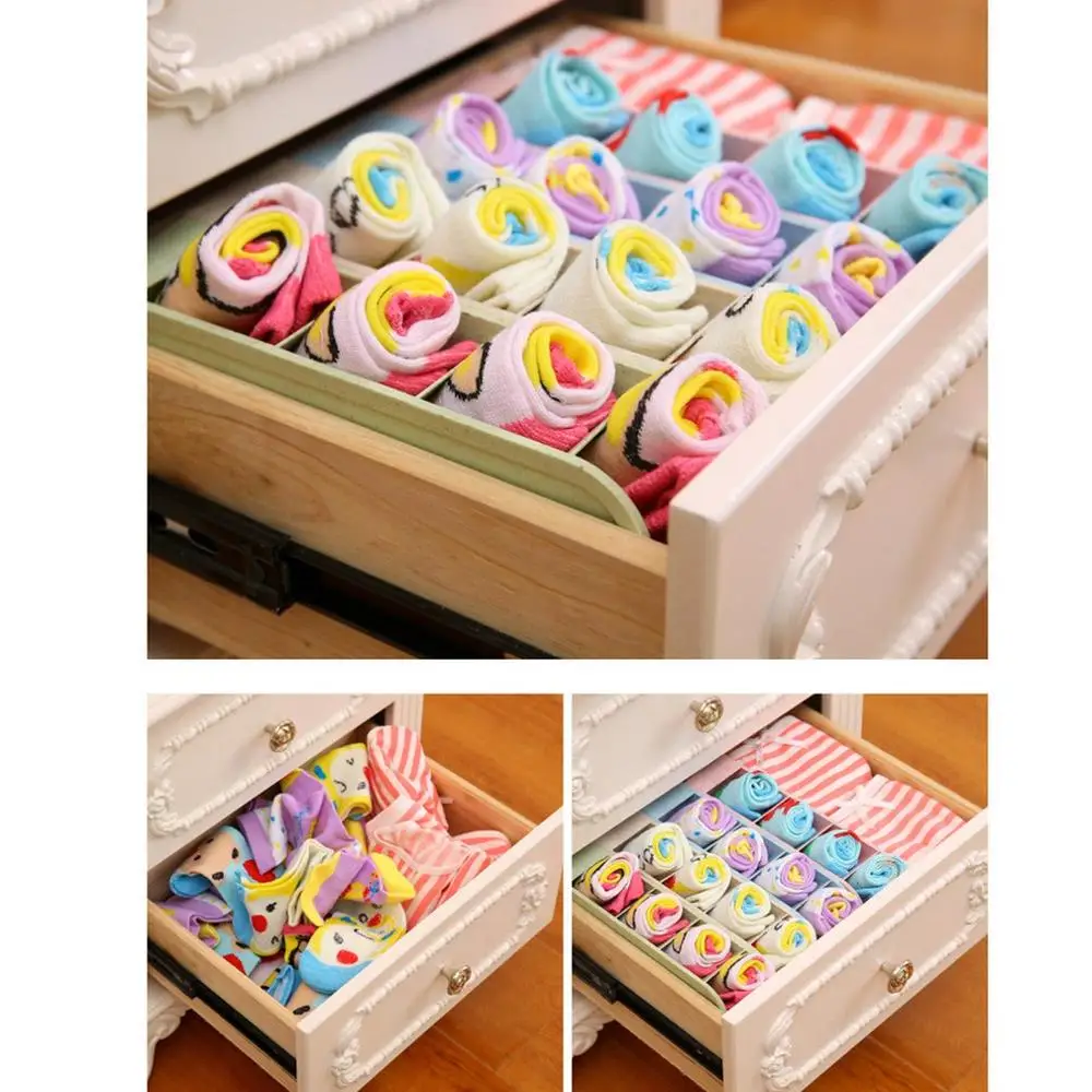 

4 Grids Storage Box Underwear Closet Drawer Divider Lidded Closet Organizer Drawer Organizers for Cosmetic Underwear Storage
