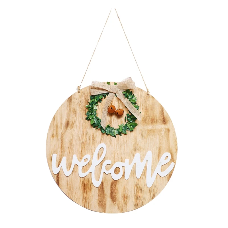

Welcome Sign Wooden Hanging Sign for Front Porch Spring Wreath for Front Door Decorations for Restaurant , Home, Outdoor