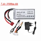 2s 7,4 v 3500mah Lipo батарея для Wltoys 12428 12423 RC автомобиль обновление 7,4 v батарея T Plug для Wltoys 144001 feiyue 03 Q39