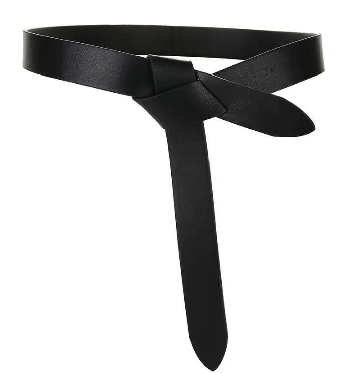 Newest Design knot cowskin belts for women soft real leather knotted strap belt long genuine dress accessories lady waistbands