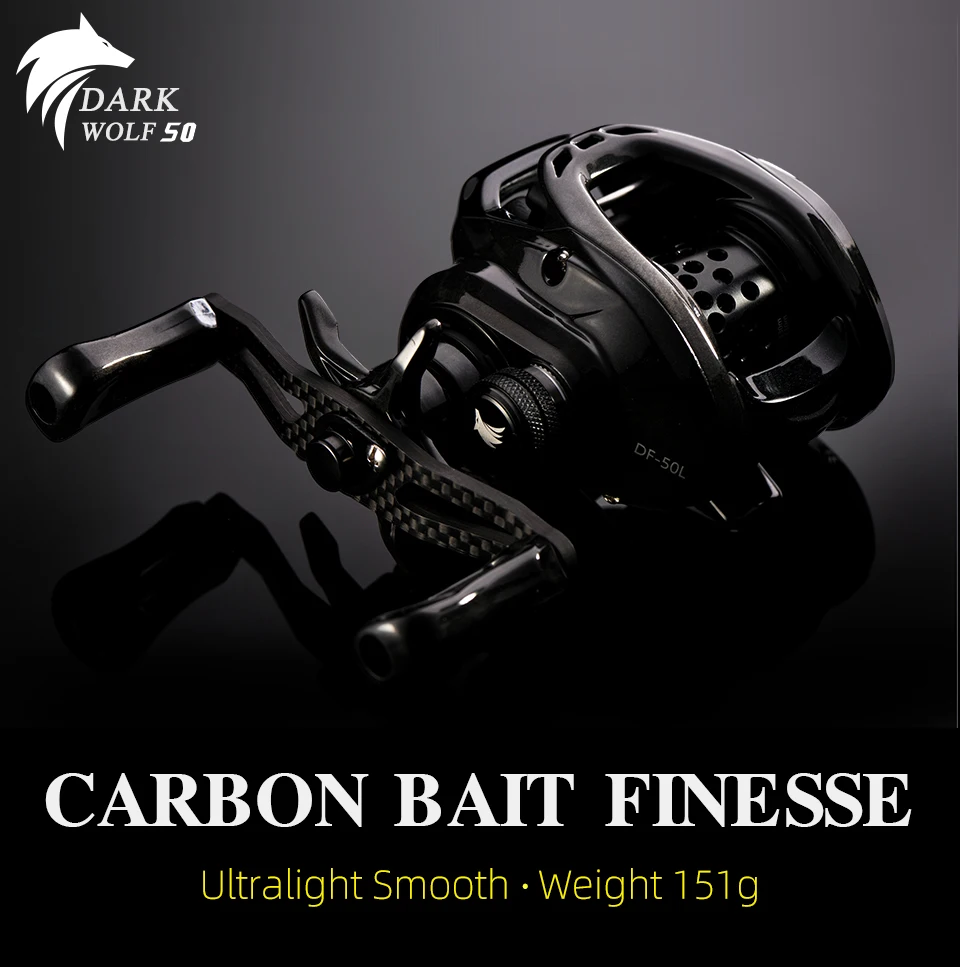 

TSURINOYA BFS Bait Finesse Casting Fishing Reel Dark Wolf 50 Ultralight 151g Trout Ajing Carbon Saltwater Baitcasting Reel