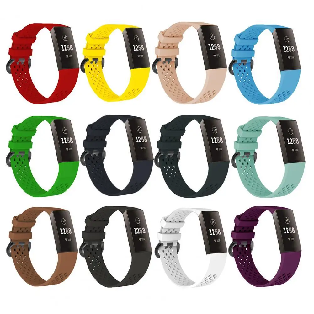 

Watch Band Replacement Round Hole Smart Bracelet Soft Silicone Wrist Strap for Charge 3/4