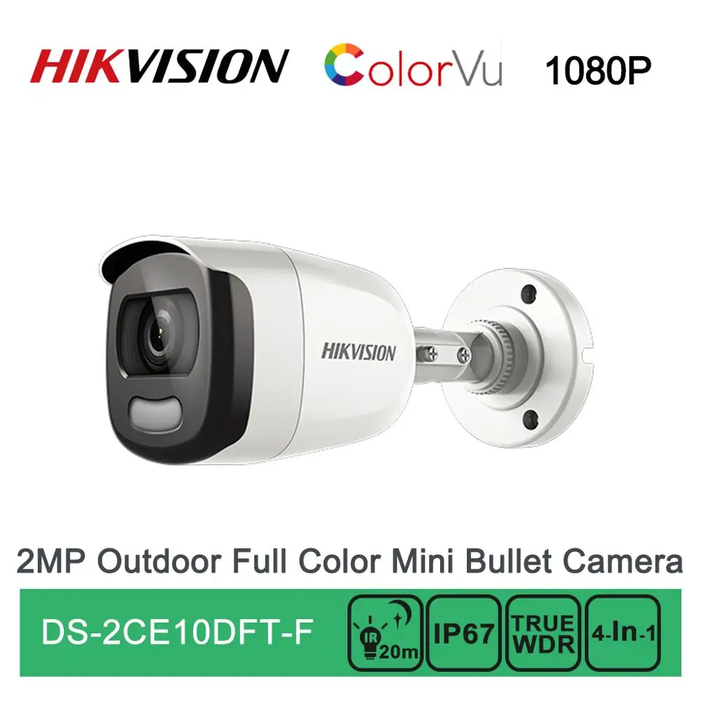 DS 2CE10DFT F Hikvision Turbo HD 1080P 2MP цветная Vu IR Bullet камера TVI/AHD/CVI/CVBS 4 в 1 IP67 OSD