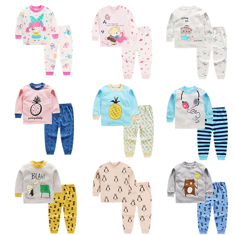 Осень 2020 Детские пижамные комплекты одежда для маленьких девочек детская сна с