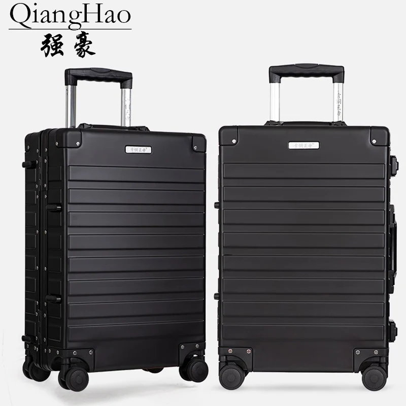 

100% Aluminum-magnesium alloy Men Rolling Luggage Spinner Wheel Suitcase 20 inch Cabin Trolley Password Travel bag