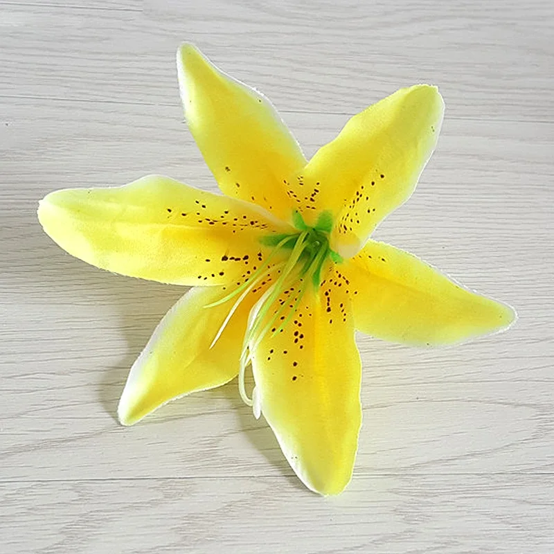 yellow 10 шт./лот, 13 см, искусственная лилия, бутон, свадебные украшения, искусственная лилия, цветок, голова, 8 цветов, для дома, сделай сам, украшения, вечерние принадлежности - Цвет: yellow