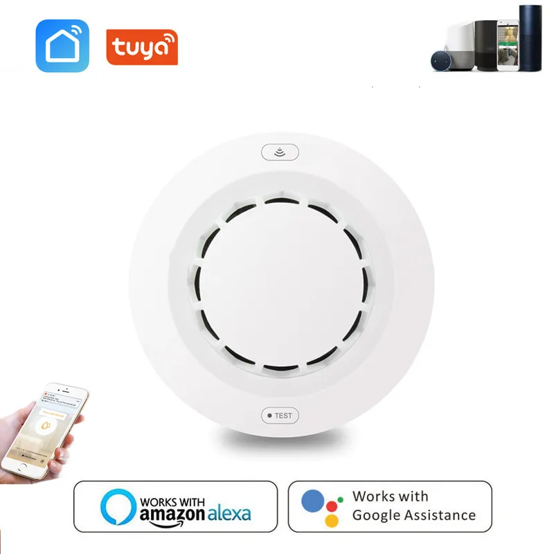 

Wifi Tuya Smart Smoke Detector Sensor 80DB Alarm Fire Smoke Detector Wifi Fire Protection Home Security Alarm Smart Life APP