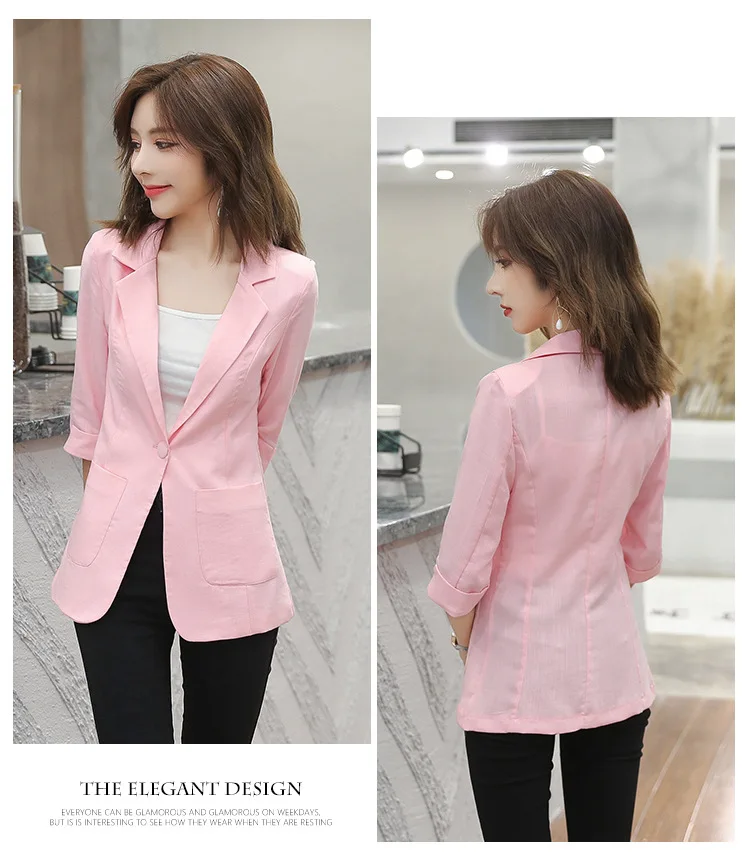 

2020 Autumn New Style Korean Mid-Length Solid Color Casual All-Match Ladies Small Suit Jacket