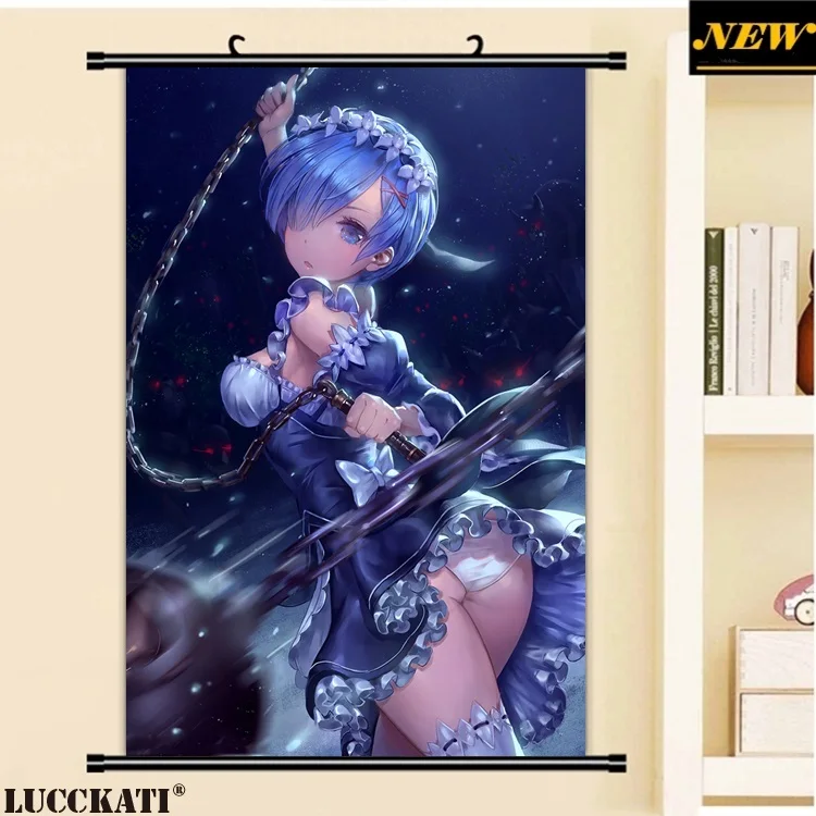 40X60 см Re Zero Re: Zero Kara Hajimeru Isekai Seikatsu Rezero Rem Сексуальная лоли, нарисованная аниме прокрутка, холст, постер