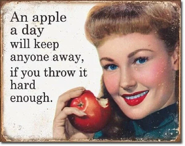 

Ephemera Apple a Day Will Keep People Away Funny Wall Decor Metal Tin Sign New