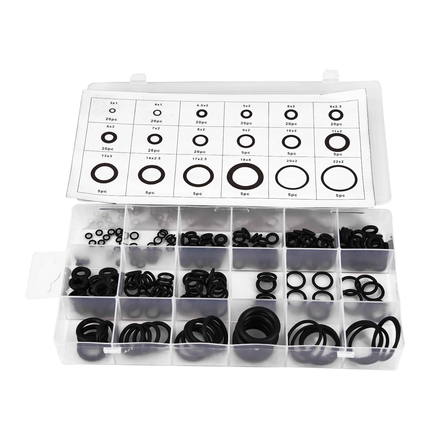 

Rubber O-Rings Washers 225pcs Assortment Automotive Black Universal Tool