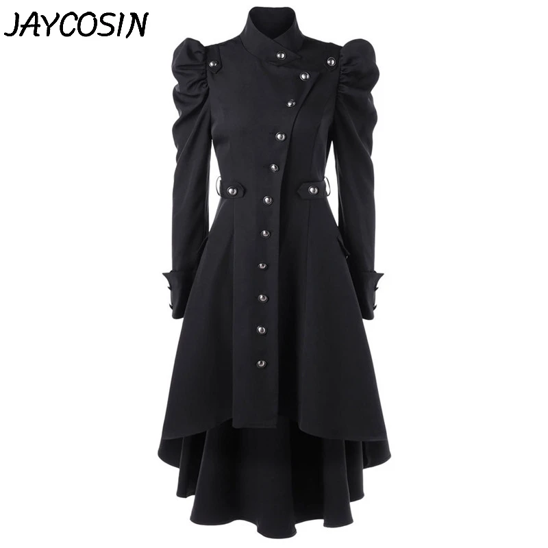JAYCOSIN Женское шерстяное пальто винтажное длинное в стиле стимпанк готическое