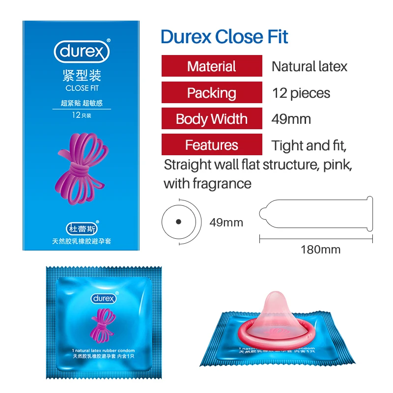 Презервативы Durex плотно прилегающие презервативы из натурального латекса 49 мм с