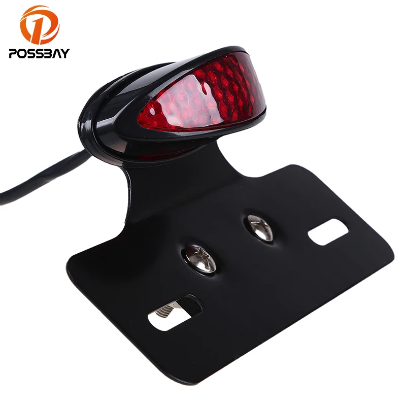 

POSSBAY Clear/Red/Smoke Motorcycle Taillight Universal Retro Motocross Motorbike Brake Stop Indicator Light For ATV Scooter